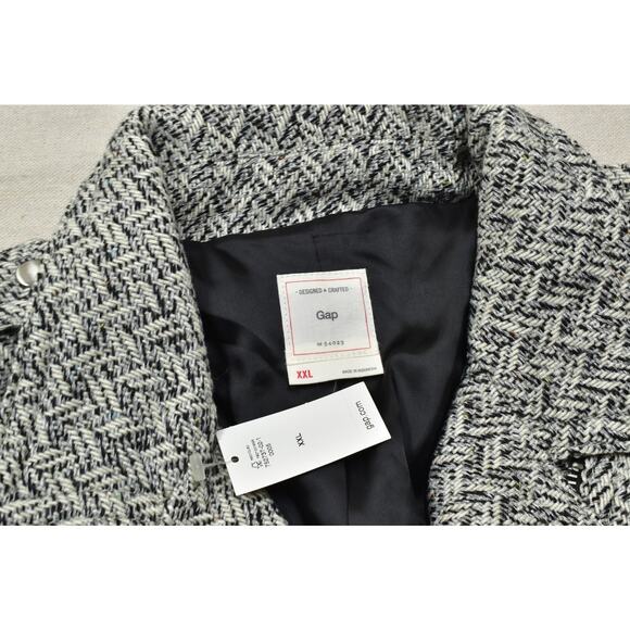 Gap Design & Crafted Women's Tweed Moto Jacket Regular Size XXL Black White NEW - Picture 6 of 8